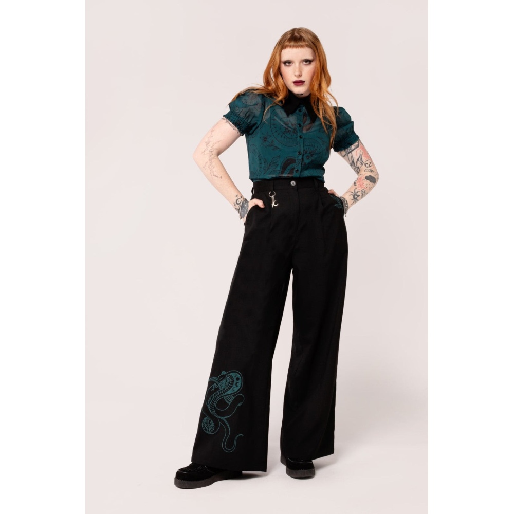 Hell Bunny - Venom Wijde broek - Zwart